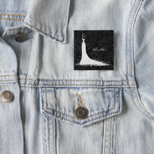 Schwarz-Weiß-Hochzeitskleid & Vintage Spitzen Button (Beispiel)