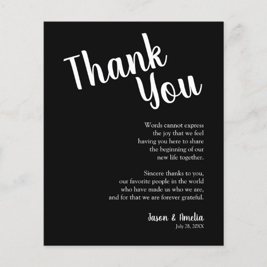 Schwarz-Weiß-Hochzeitslocation - Vielen Dank Flyer (Vorne)