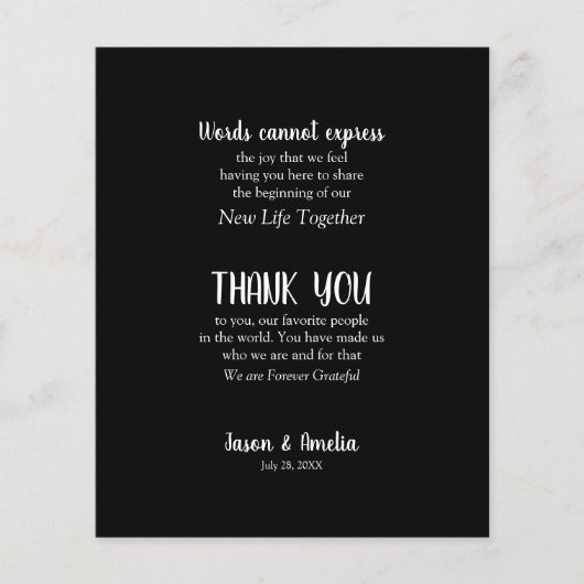 Schwarz-Weiß-Hochzeitslocation - Vielen Dank Flyer (Vorne)