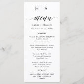 Schwarz-Weiß-Hochzeitsmenü Menükarte (Vorderseite)