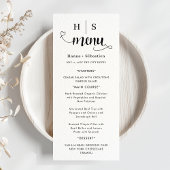 Schwarz-Weiß-Hochzeitsmenü Menükarte