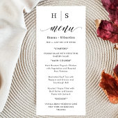 Schwarz-Weiß-Hochzeitsmenü Menükarte