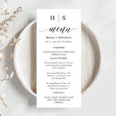 Schwarz-Weiß-Hochzeitsmenü Menükarte