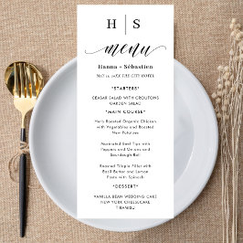 Schwarz-Weiß-Hochzeitsmenü Menükarte