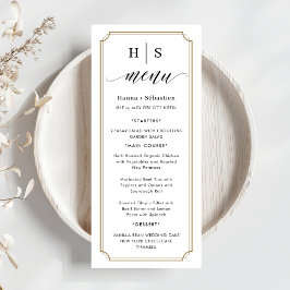 Schwarz-Weiß-Hochzeitsmenü Menükarte