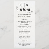 Schwarz-Weiß-Hochzeitsmenü Menükarte (Vorderseite)