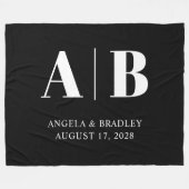 Schwarz-Weiß-Hochzeitsmonogramm Fleecedecke (Vorderseite (Horizontal))