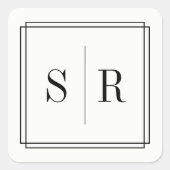 Schwarz-Weiß-Hochzeitsmonogramm Quadratischer Aufkleber (Vorderseite)
