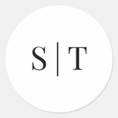 Schwarz-Weiß-Hochzeitsmonogramm Runder Aufkleber (Vorderseite)