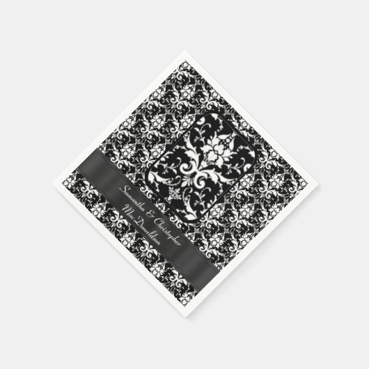 Schwarz-Weiß-Hochzeitsmuster Serviette (Ecke)