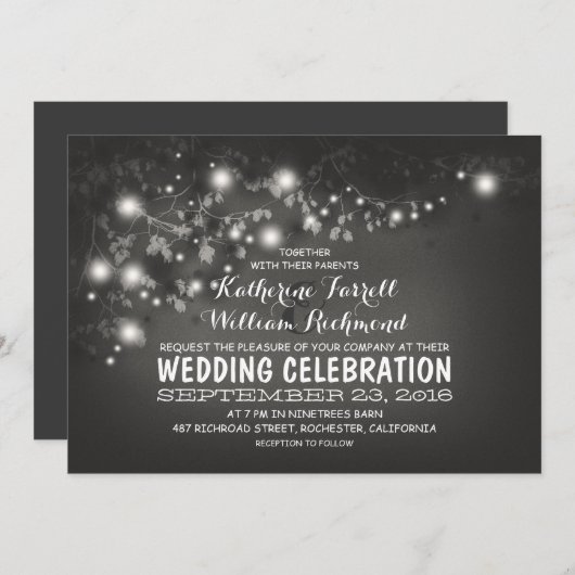 Schwarz-Weiß-Hochzeitsnacht Einladung (Vorne/Hinten)