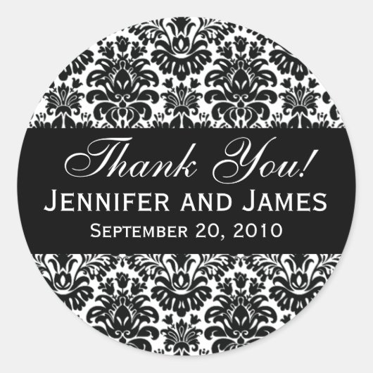 Schwarz-Weiß-Hochzeitsohle Danke-Label Runder Aufkleber (Vorderseite)