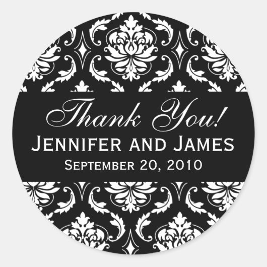Schwarz-Weiß-Hochzeitsohle Danke-Label Runder Aufkleber (Vorderseite)