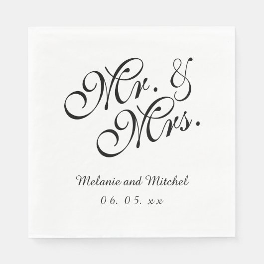 Schwarz-weiß | Hochzeitspapier Napkins Serviette (Vorderseite)