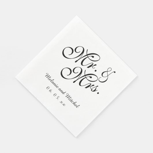 Schwarz-weiß | Hochzeitspapier Napkins Serviette (Ecke)