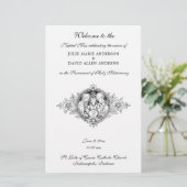 Schwarz-Weiß-Hochzeitsprogramm Briefpapier (Stehend Vorderseite)