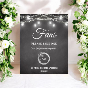 Schwarz-Weiß-Hochzeitsprogramm-Fans-Schild Poster