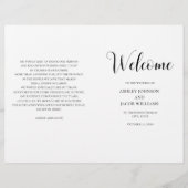 Schwarz-Weiß-Hochzeitsprogramm gefaltet (Vorderseite)
