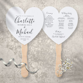 Schwarz-Weiß-Hochzeitsprogramm Herz Fächer