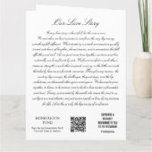 Schwarz-Weiß-Hochzeitsprogramm Karte (Rückseite)