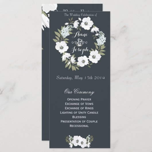 Schwarz-Weiß-Hochzeitsprogramm Programm (Vorne/Hinten)