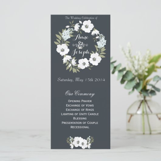 Schwarz-Weiß-Hochzeitsprogramm Programm (Stehend Vorderseite)