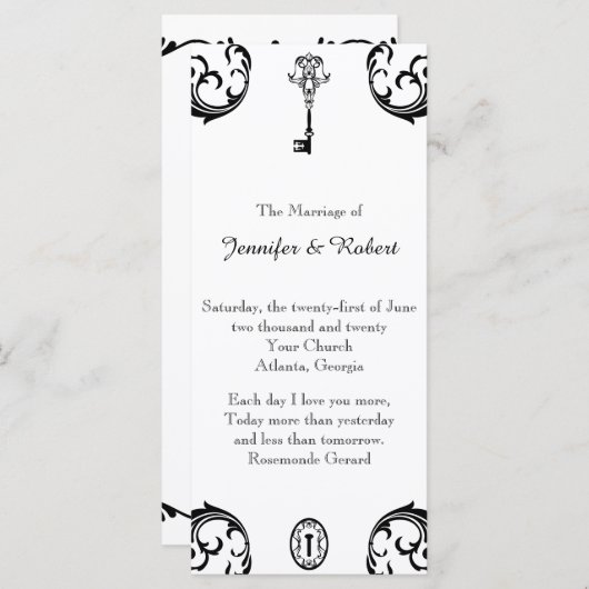 Schwarz-Weiß-Hochzeitsprogramm Programm (Vorne/Hinten)