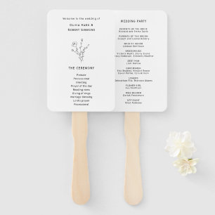 Schwarz-Weiß-Hochzeitsprogramme für Flora und Faun Fächer