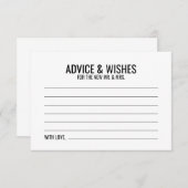 Schwarz-Weiß-Hochzeitsratgeber und Wunschkarte Hinweiskarte (Vorne/Hinten)