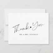 Schwarz-Weiß-Hochzeitsschrift Dankeskarte (Vorderseite)