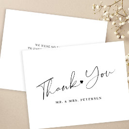 Schwarz-Weiß-Hochzeitsschrift Dankeskarte