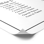 Schwarz-Weiß-Hochzeitstabelle mit Skript Poster (Ecke)