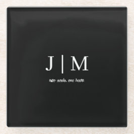 Schwarz-Weiß-Hochzeitstext mit anpassbarem Text Glasuntersetzer