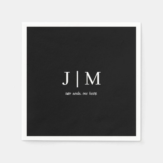 Schwarz-Weiß-Hochzeitstext mit anpassbarem Text Serviette (Vorderseite)