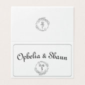 Schwarz-Weiß-Hochzeitstisch-Platzkarte für Monogra (Außenseite Aufgefaltet)