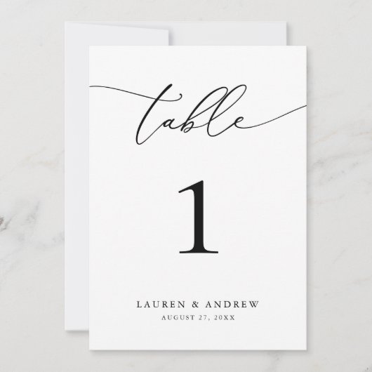 Schwarz-Weiß-Hochzeitsveranstaltung - Tischnummer (Vorderseite)