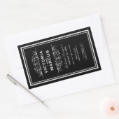 Schwarz-Weiß-Hochzeitswein-Flasche Monogramm Gefal Rechteckiger Aufkleber (Umschlag)