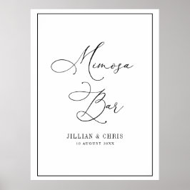 Schwarz-Weiß-Hochzeitszeichen mimosa Bar Poster