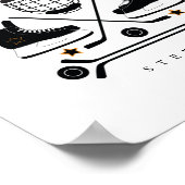 Schwarz-Weiß-Hockey-Sportgeräte-Muster Post Poster (Ecke)