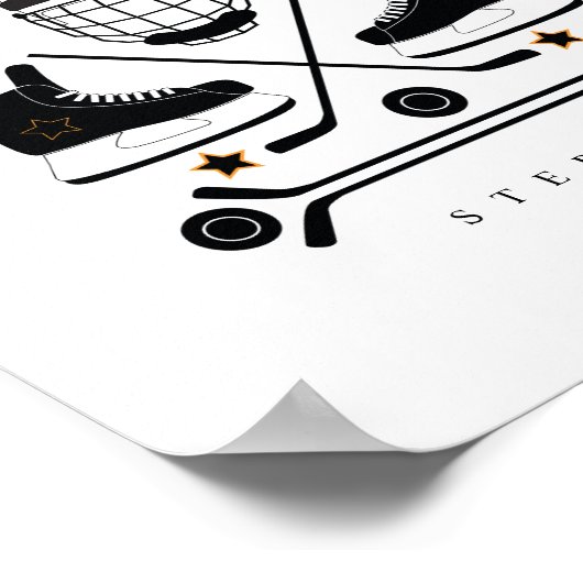 Schwarz-Weiß-Hockey-Sportgeräte-Muster Post Poster (Ecke)