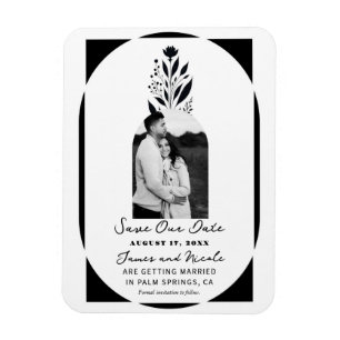 Schwarz-weiß-hohes, florales modernes 'Save the Da Magnet