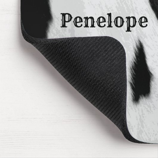 Schwarz-Weiß-Holstein-Kugel mit Namen Mousepad (Ecke)