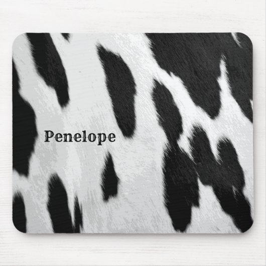 Schwarz-Weiß-Holstein-Kugel mit Namen Mousepad (Vorne)