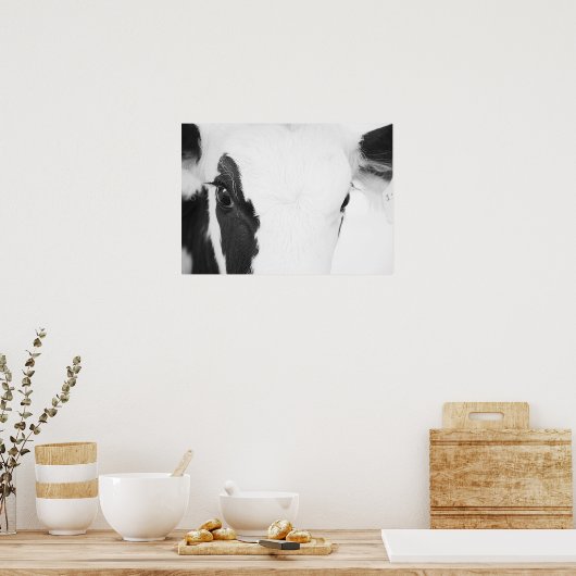 Schwarz-Weiß-Holstein-Kuh-Augen Poster (Küche)