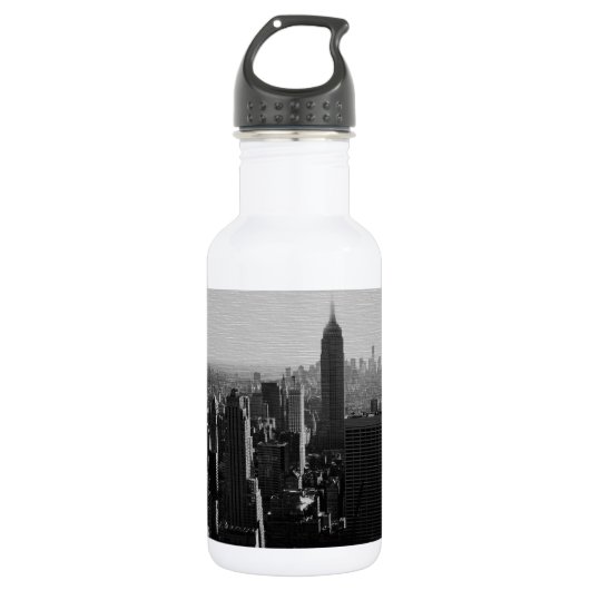 Schwarz-Weiß-Holzeffekt NYC Edelstahlflasche (Vorderseite)