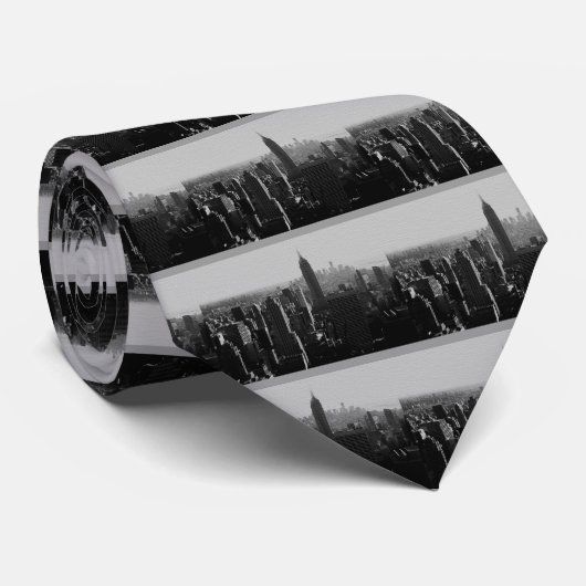 Schwarz-Weiß-Holzeffekt NYC Krawatte (Gerollt)