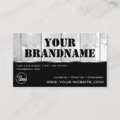 Schwarz-Weiß-Holzkarten Logo-Logokombination aus H Visitenkarte (Rückseite)