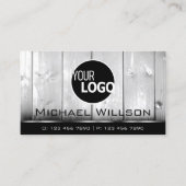 Schwarz-Weiß-Holzkarten Logo-Logokombination aus H Visitenkarte (Vorderseite)