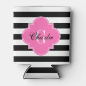 Schwarz-weiß Horiz Streifen HP Name Init Monogram Dosenkühler (Vorderseite)