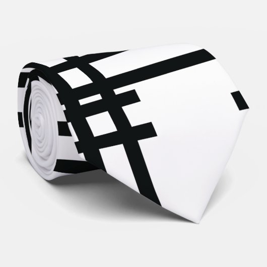Schwarz-Weiß-Horizontal Gerade Abstrakte Krawatte (Gerollt)